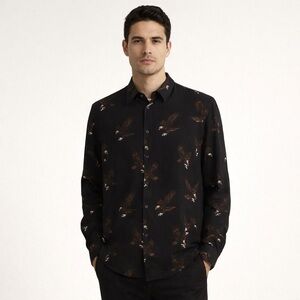 The Kooples Paris Black Eagle-Print Relaxed Shirt – Size M (Unisex Men’s) NWT